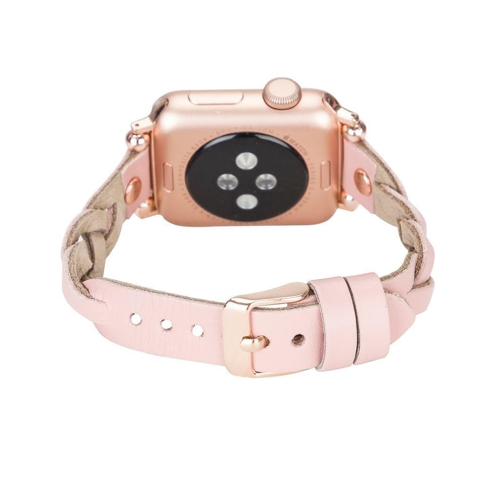 B2B - Leather Apple Watch Bands - Ferro Braided Wanda Rose Gold Trok Style Bomonti