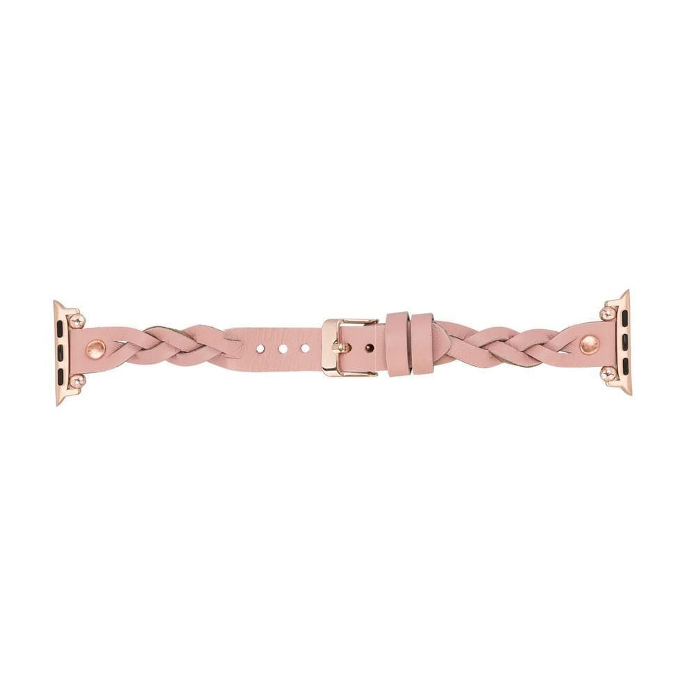 B2B - Leather Apple Watch Bands - Ferro Braided Wanda Rose Gold Trok Style Bomonti