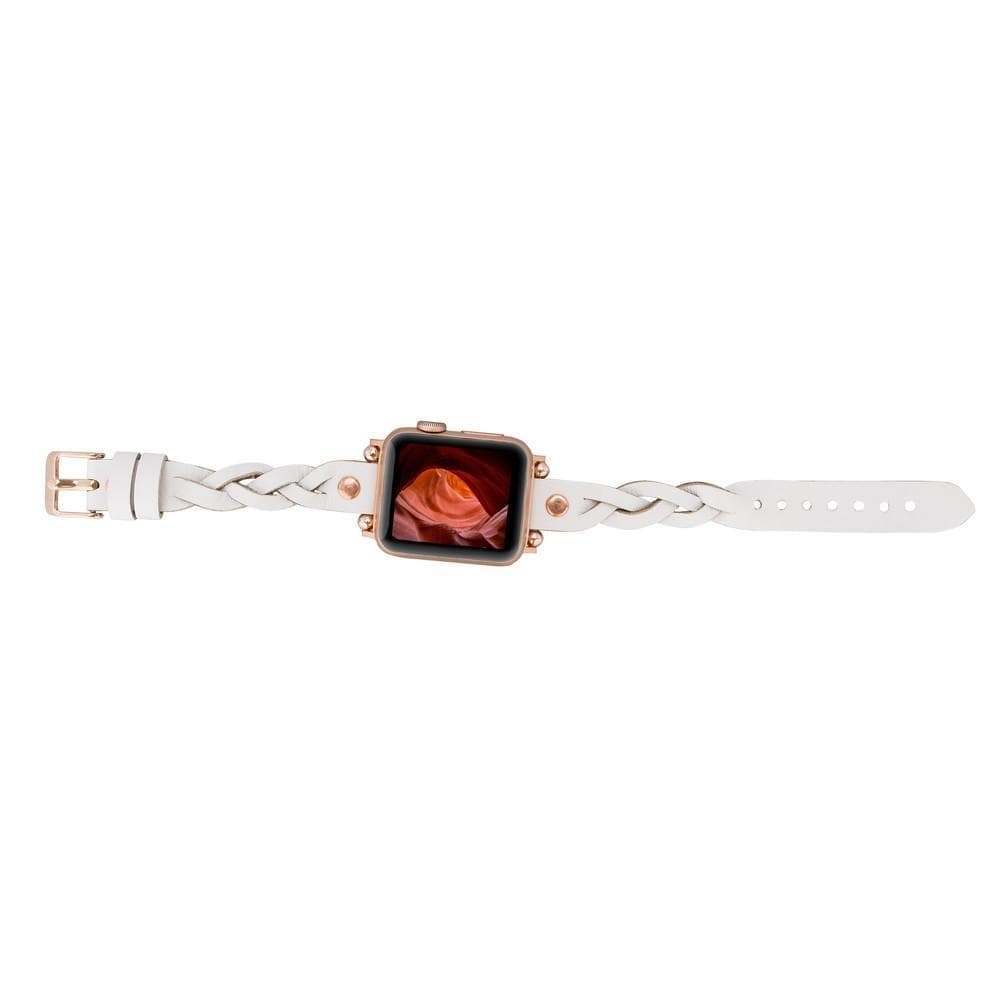 B2B - Leather Apple Watch Bands - Ferro Braided Wanda Rose Gold Trok Style Bomonti