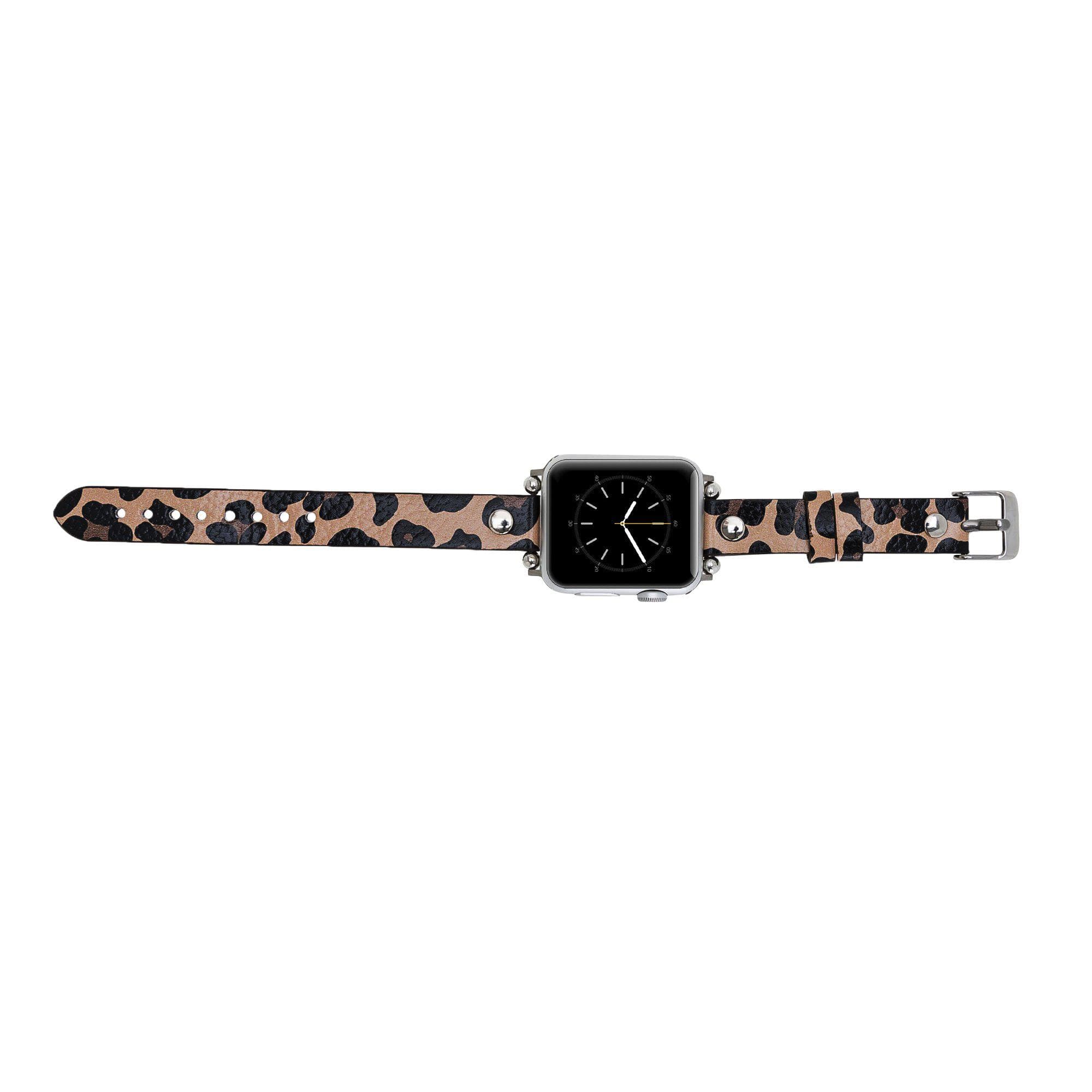 B2B - Leather Apple Watch Bands - Ferro Silver Trok Style LE02 Bomonti