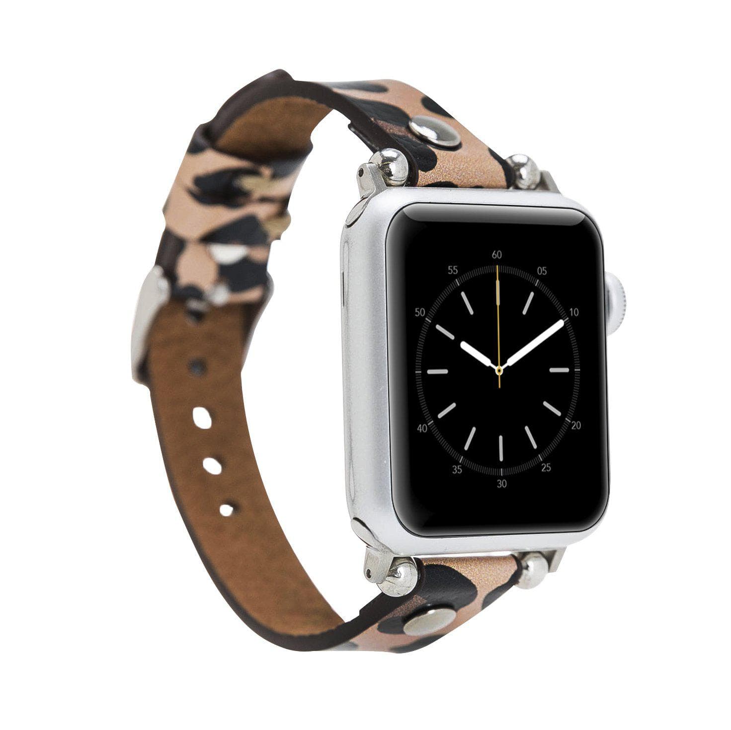 B2B - Leather Apple Watch Bands - Ferro Silver Trok Style LE02 Bomonti