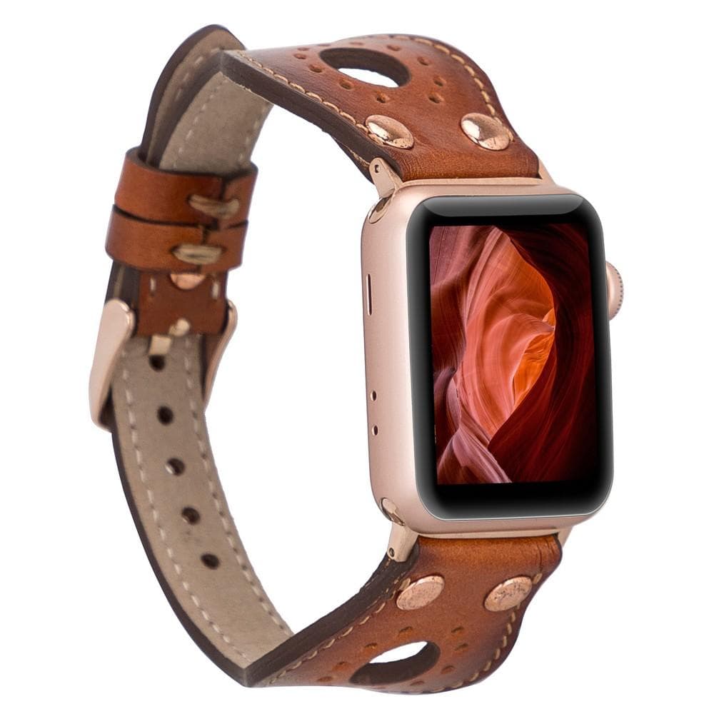 B2B - Leather Apple Watch Bands - Ronda Rose Gold Trok Style RST2EF Bomonti
