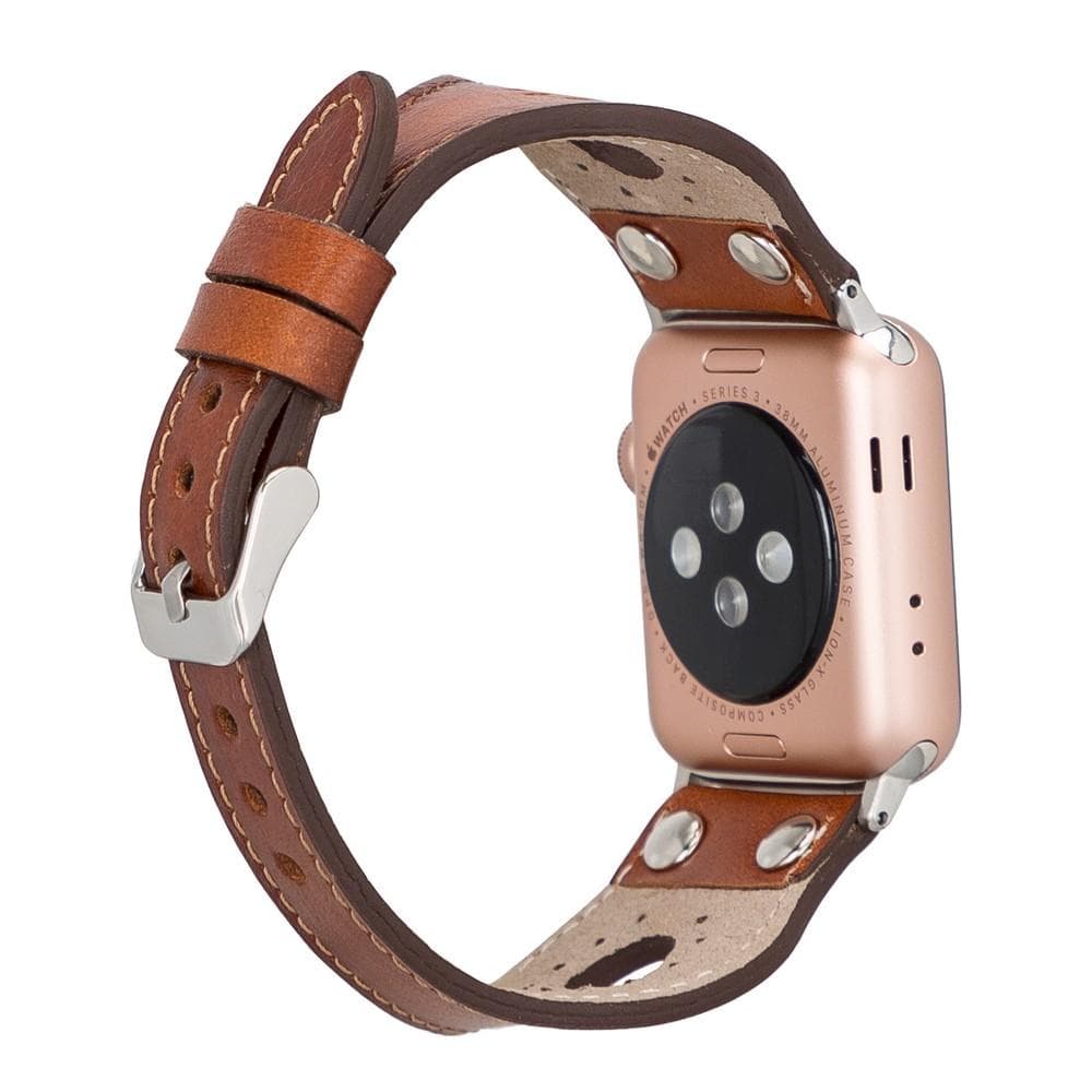 B2B - Leather Apple Watch Bands - Ronda Silver Trok Style RST2EF Bomonti