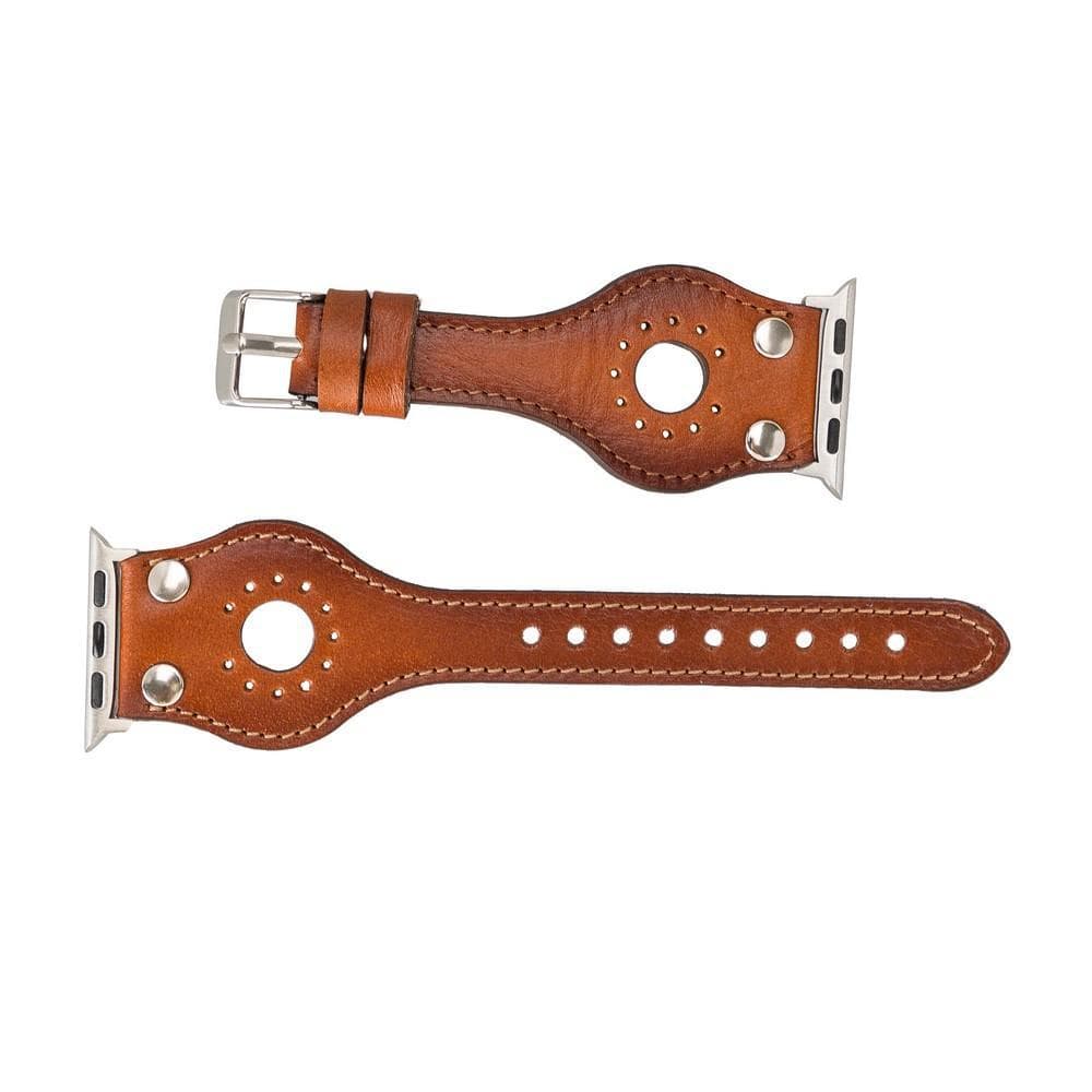 B2B - Leather Apple Watch Bands - Ronda Silver Trok Style RST2EF Bomonti