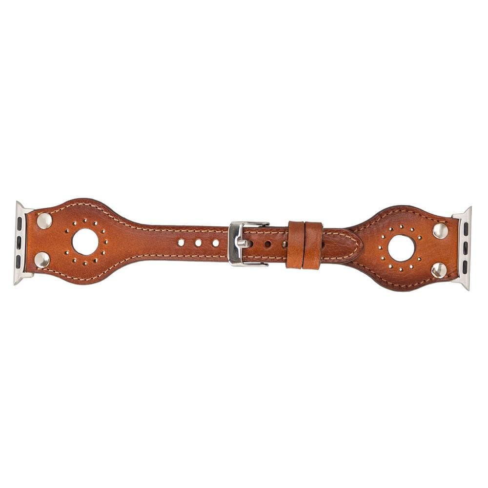 B2B - Leather Apple Watch Bands - Ronda Silver Trok Style RST2EF Bomonti