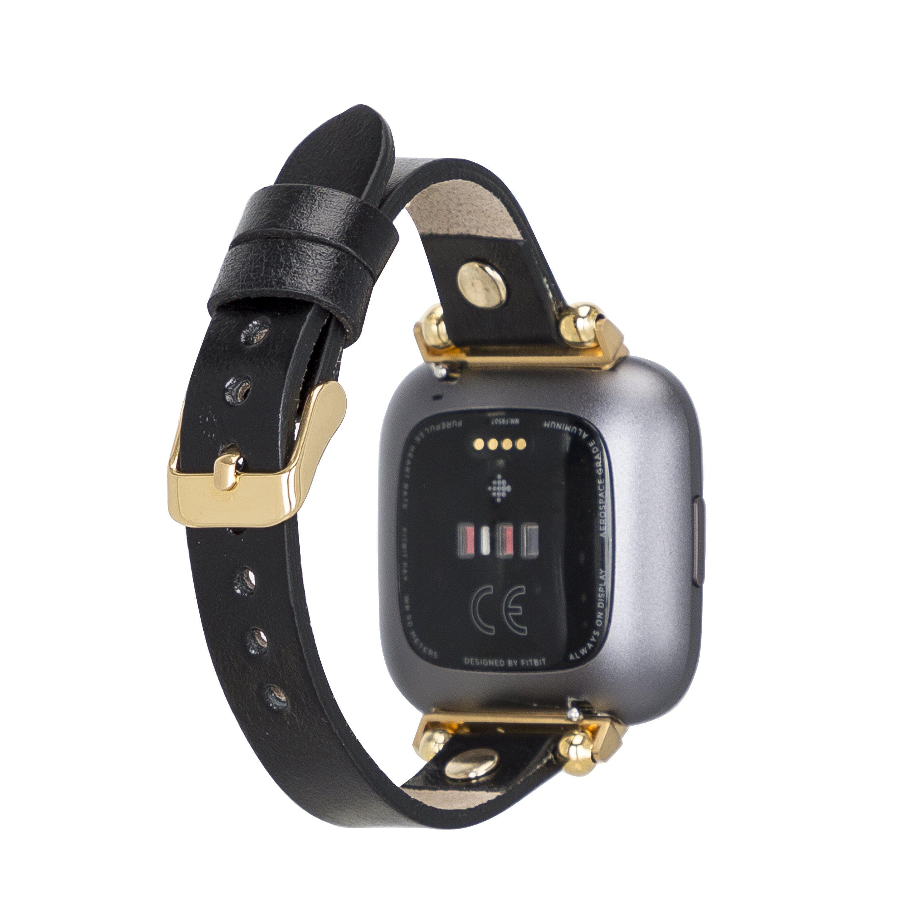 B2B - Leather Fitbit Watch Bands - Ferro Gold Trok Style Bomonti