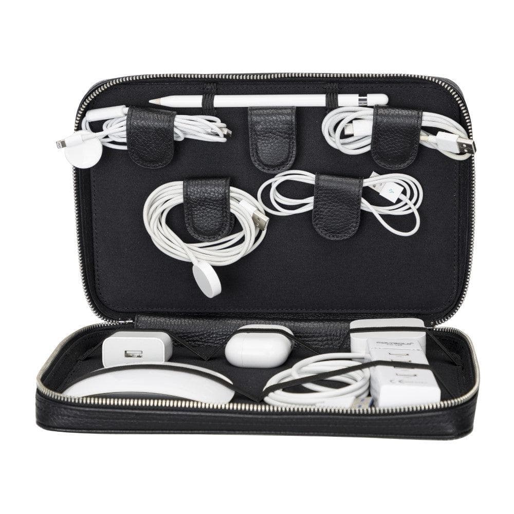 Leather travel cord online organizer