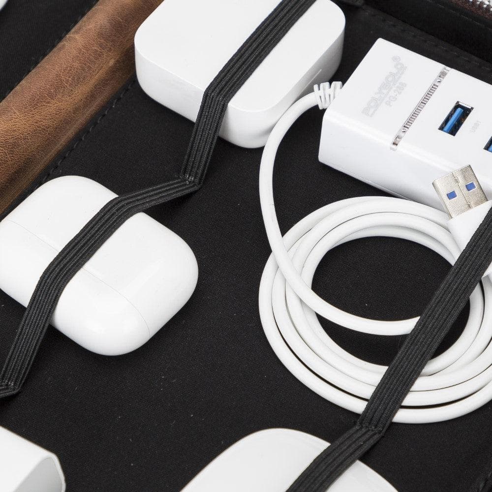 Leather Travel Cable Organizer Bomonti