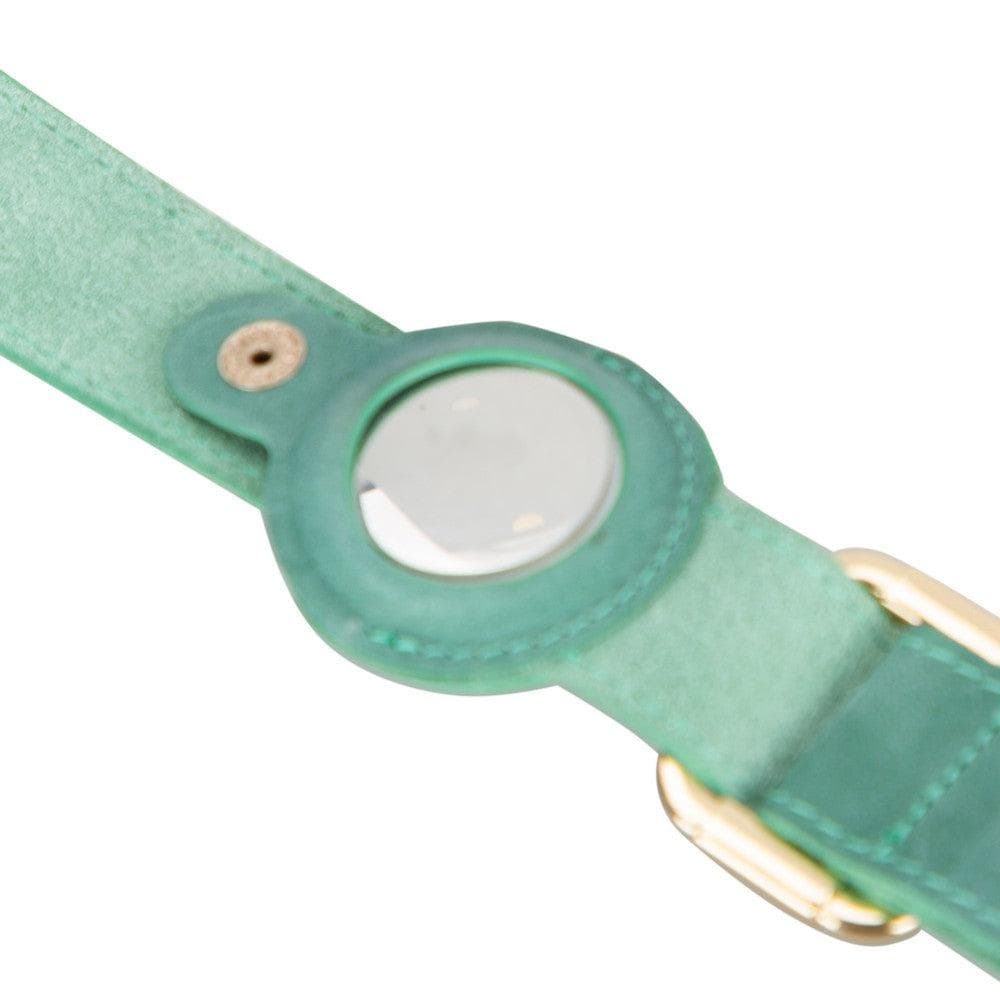 Gerçek Deriden El Yapımı Köpek Tasması, Apple AirTag Uyumlu Yuva, 50cm Ayarlanabilir Ölçü Bouletta