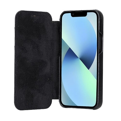 Rostar Black Leather iPhone 13 Mini Detachable Bi-Fold Wallet Case with Mag Safe & Card Holder - Bomonti - 11