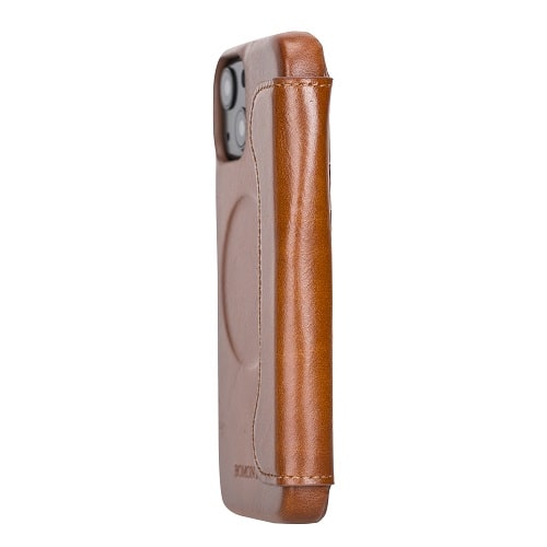 Rostar Golden Brown Leather iPhone 13 Mini Detachable Bi-Fold Wallet Case with Mag Safe & Card Holder - Bomonti - 9