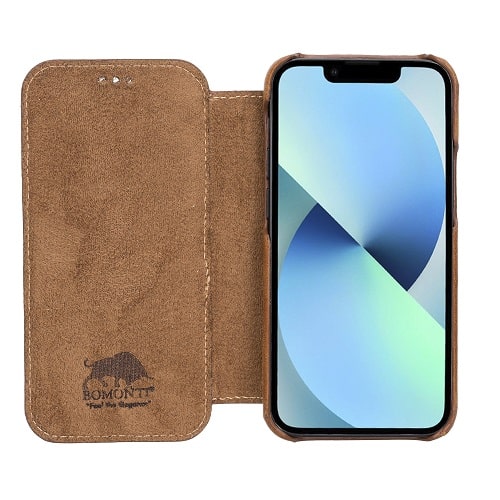 Rostar Brown Leather iPhone 13 Mini Detachable Bi-Fold Wallet Case with Mag Safe & Card Holder - Bomonti - 4