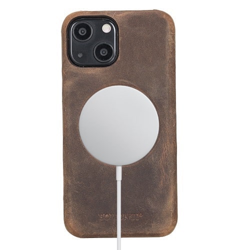 Rostar Tan Brown Leather iPhone 13 Mini Detachable Bi-Fold Wallet Case with Mag Safe & Card Holder - Bomonti - 17