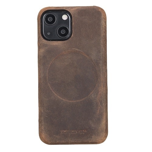 Rostar Tan Brown Leather iPhone 13 Mini Detachable Bi-Fold Wallet Case with Mag Safe & Card Holder - Bomonti - 4