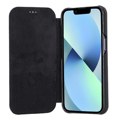 Rostar Black Leather iPhone 13 Pro Detachable Bi-Fold Wallet Case with MagSafe & Card Holder - Bomonti - 22