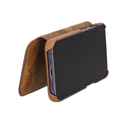 Rostar Brown Leather iPhone 13 Pro Detachable Bi-Fold Wallet Case with MagSafe & Card Holder - Bomonti - 10