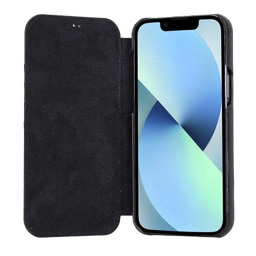 Rostar Black Leather iPhone 13 Pro Max Detachable Bi-Fold Wallet Case with MagSafe & Card Holder - Bomonti - 11