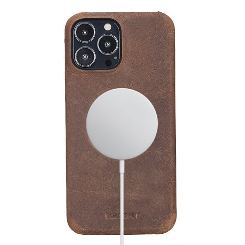 Rostar Tan Brown Leather iPhone 13 Pro Max Detachable Bi-Fold Wallet Case with MagSafe & Card Holder - Bomonti - 16