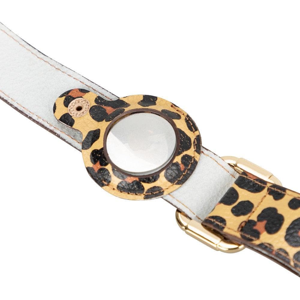 Real Leather Handmade Dog Leash, Apple AirTag Compatible Slot, 50cm Adjustable Size Bouletta