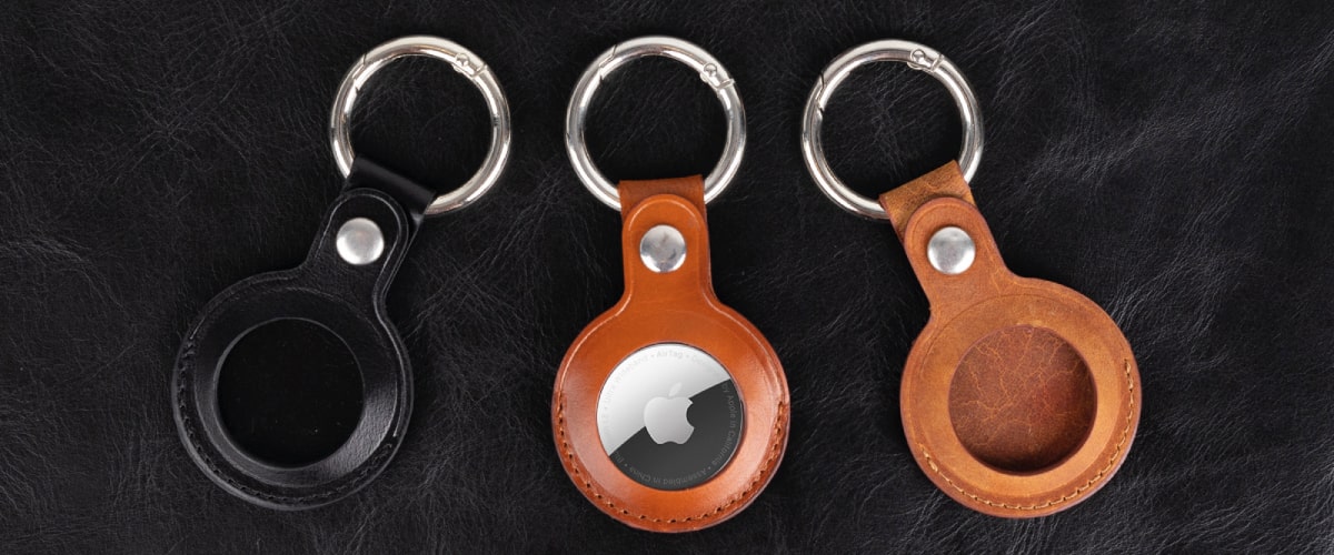 Leather Apple AirTag Cover Case Holder with Keychain Key Ring - Bomonti - 5