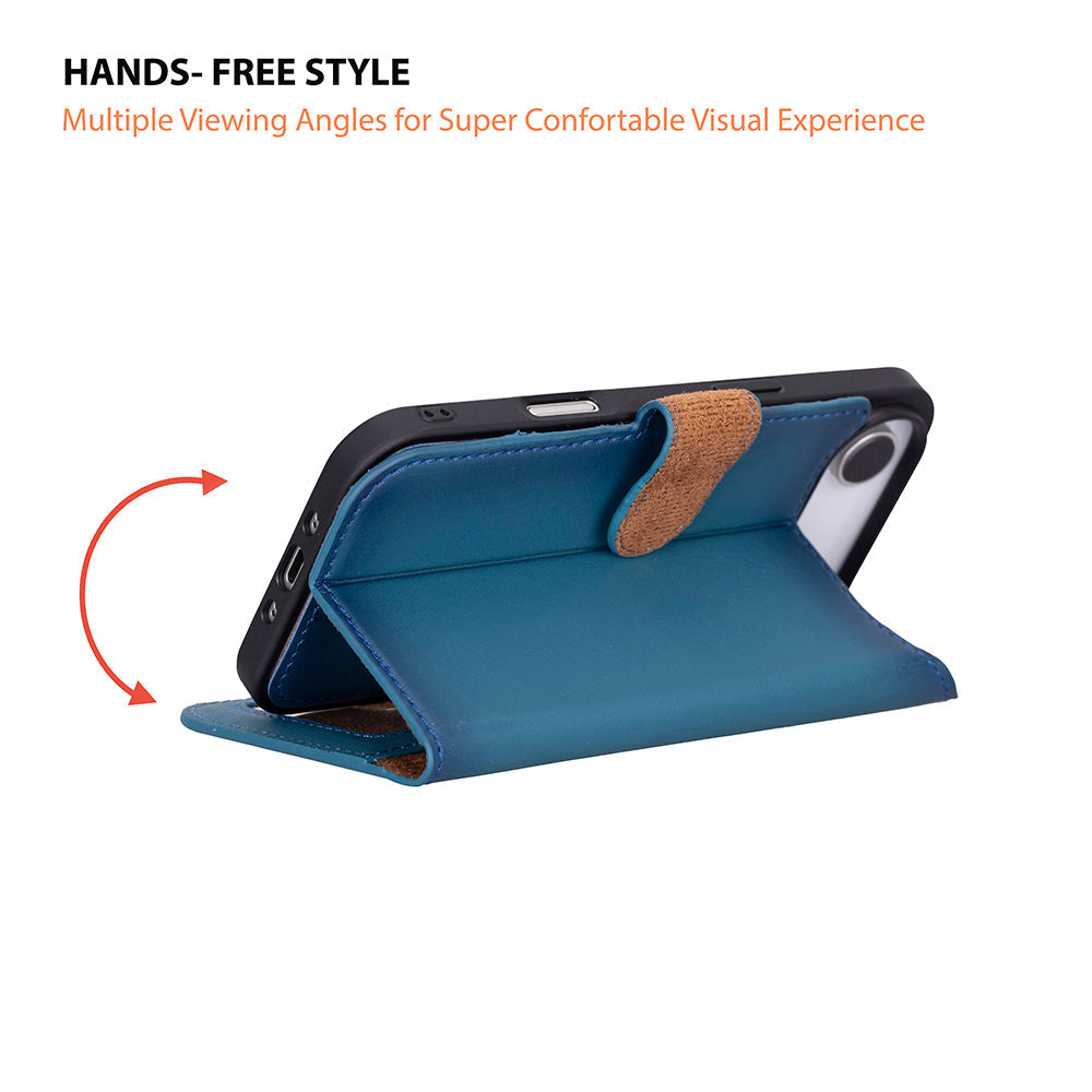 Blue Leather iPhone 17 Air Detachable Wallet Case