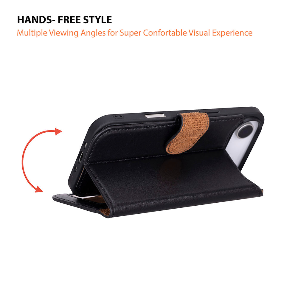 Black Leather iPhone 17 Air Detachable Wallet Case