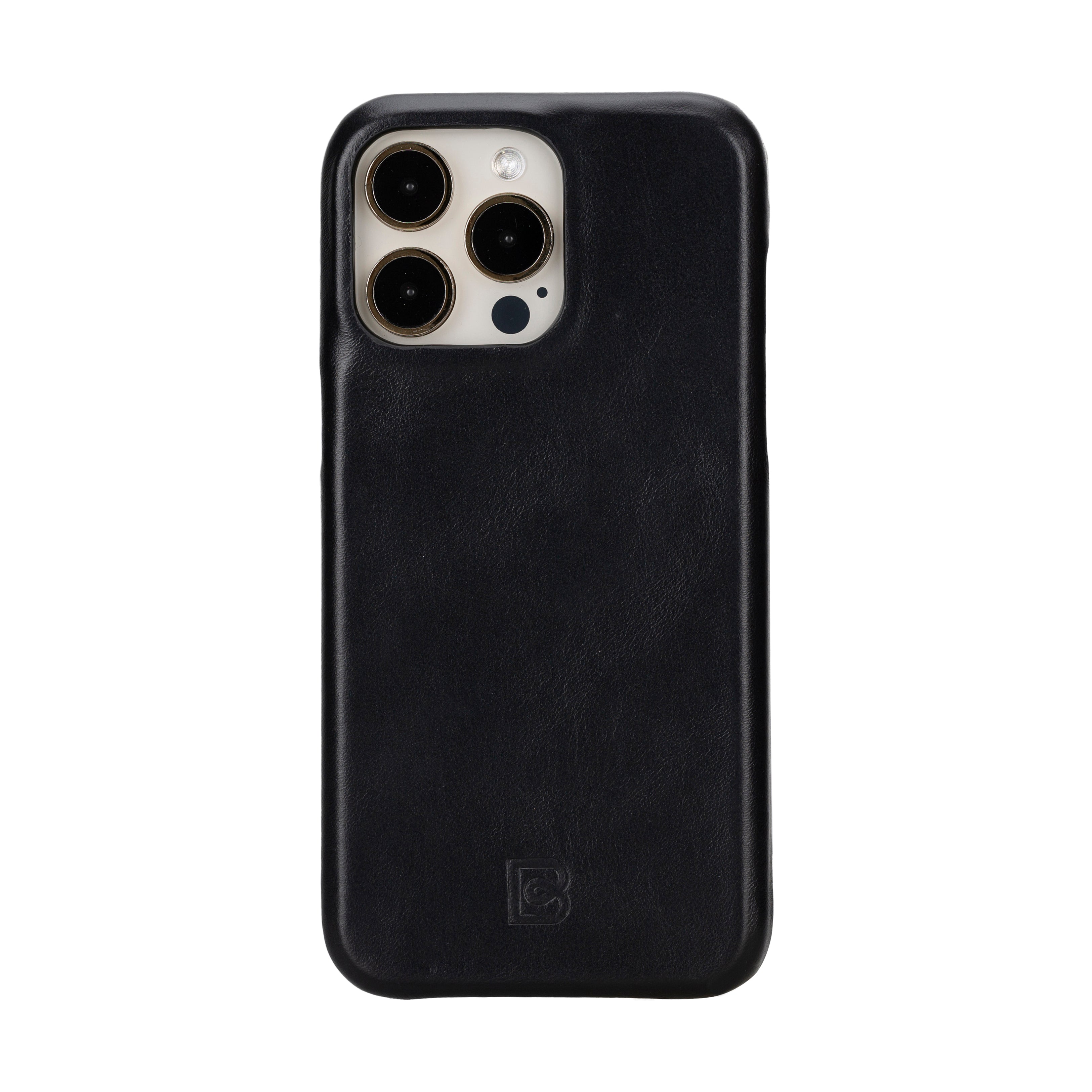 Black iPhone 16 Pro Leather Back Cover Case