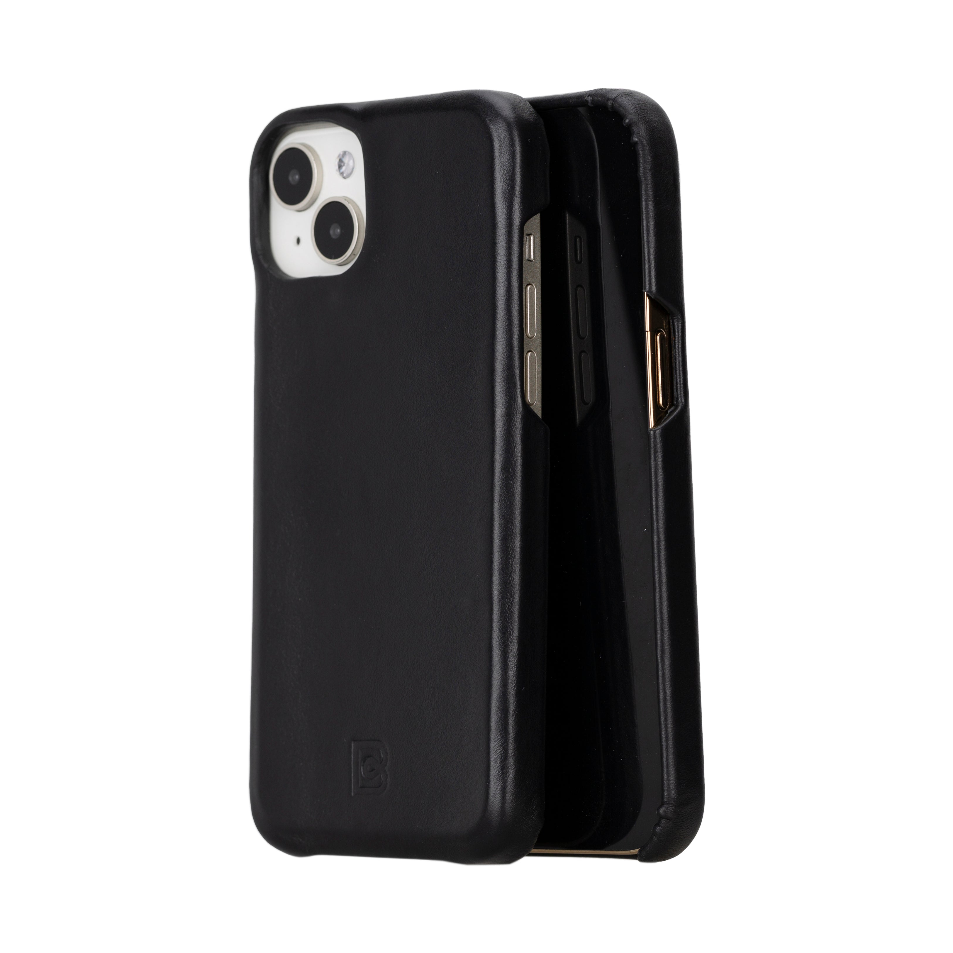 Black iPhone 16 Leather Back Cover Case