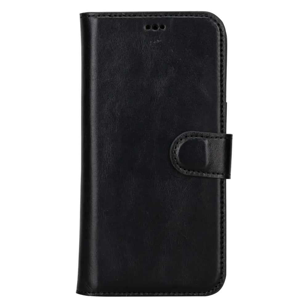 Black Leather iPhone 15 Pro Max Detachable Card Holder Wallet Case with Magsafe-Bomonti