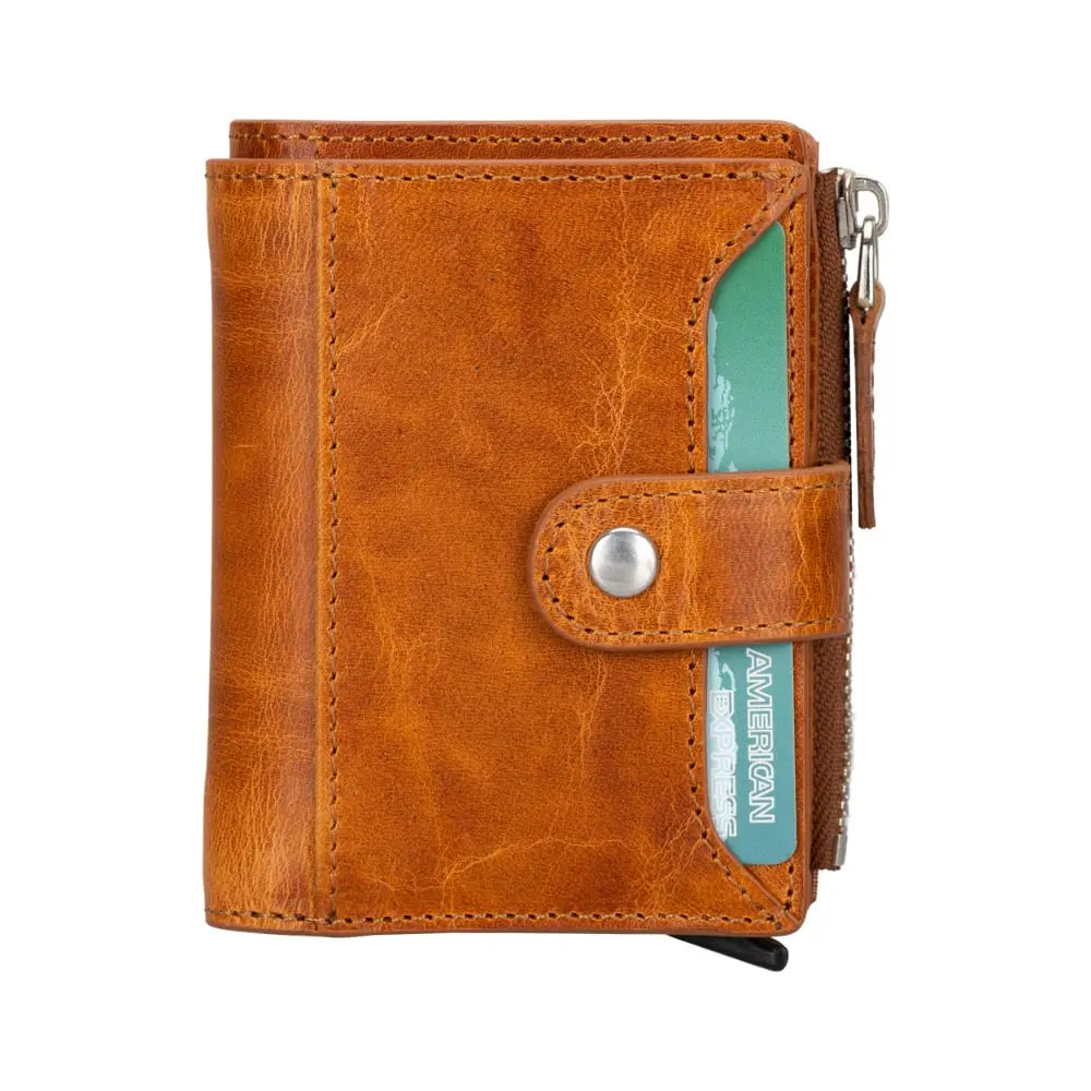 Burnish Leather Pop Up Card Wolder Wallet with Zipper Closure Coin Holder Slot – Bomonti