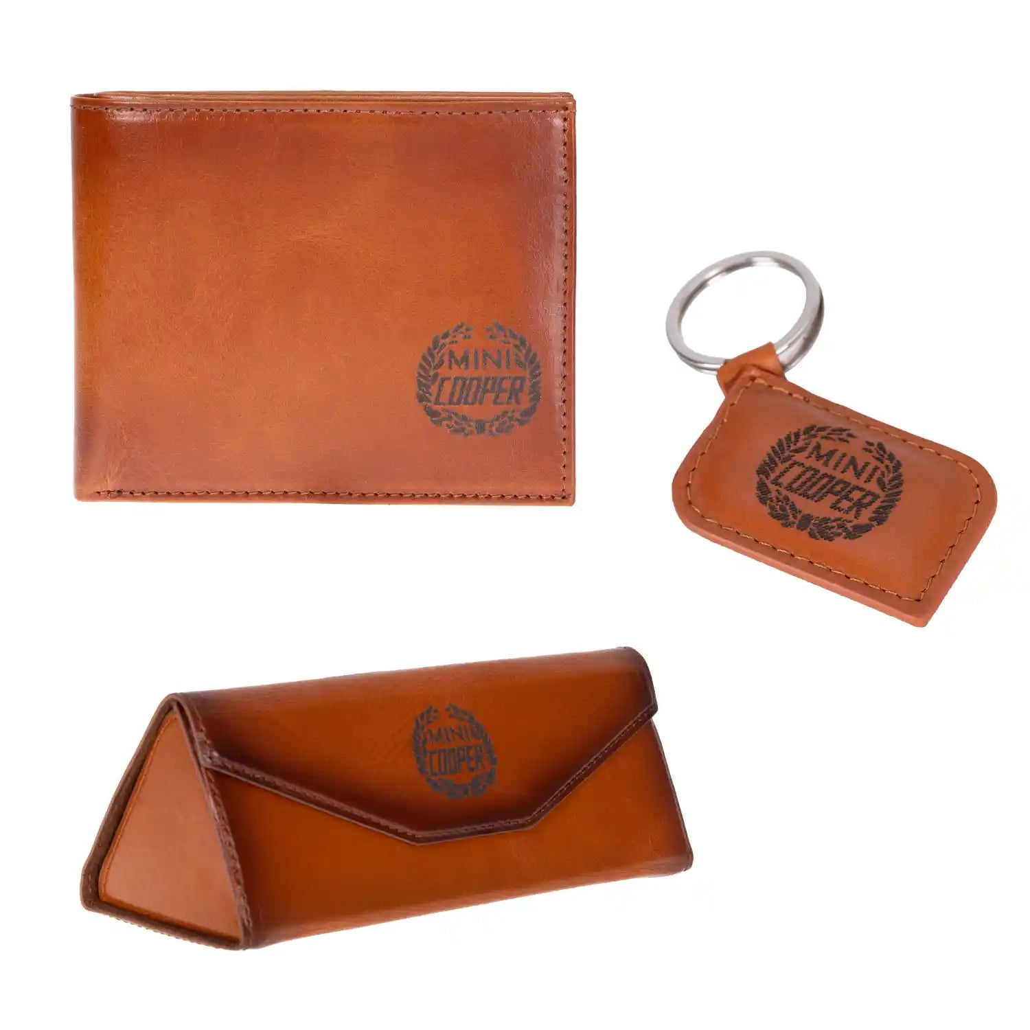 Leather Mini Cooper Set - Wallet, Glasses Case & Keychain