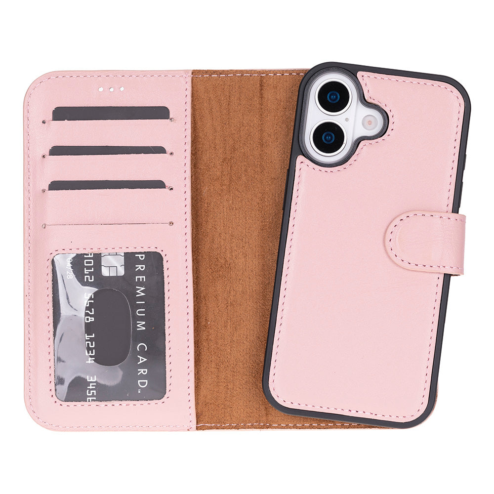 Pink Leather iPhone 17 Detachable Wallet Case
