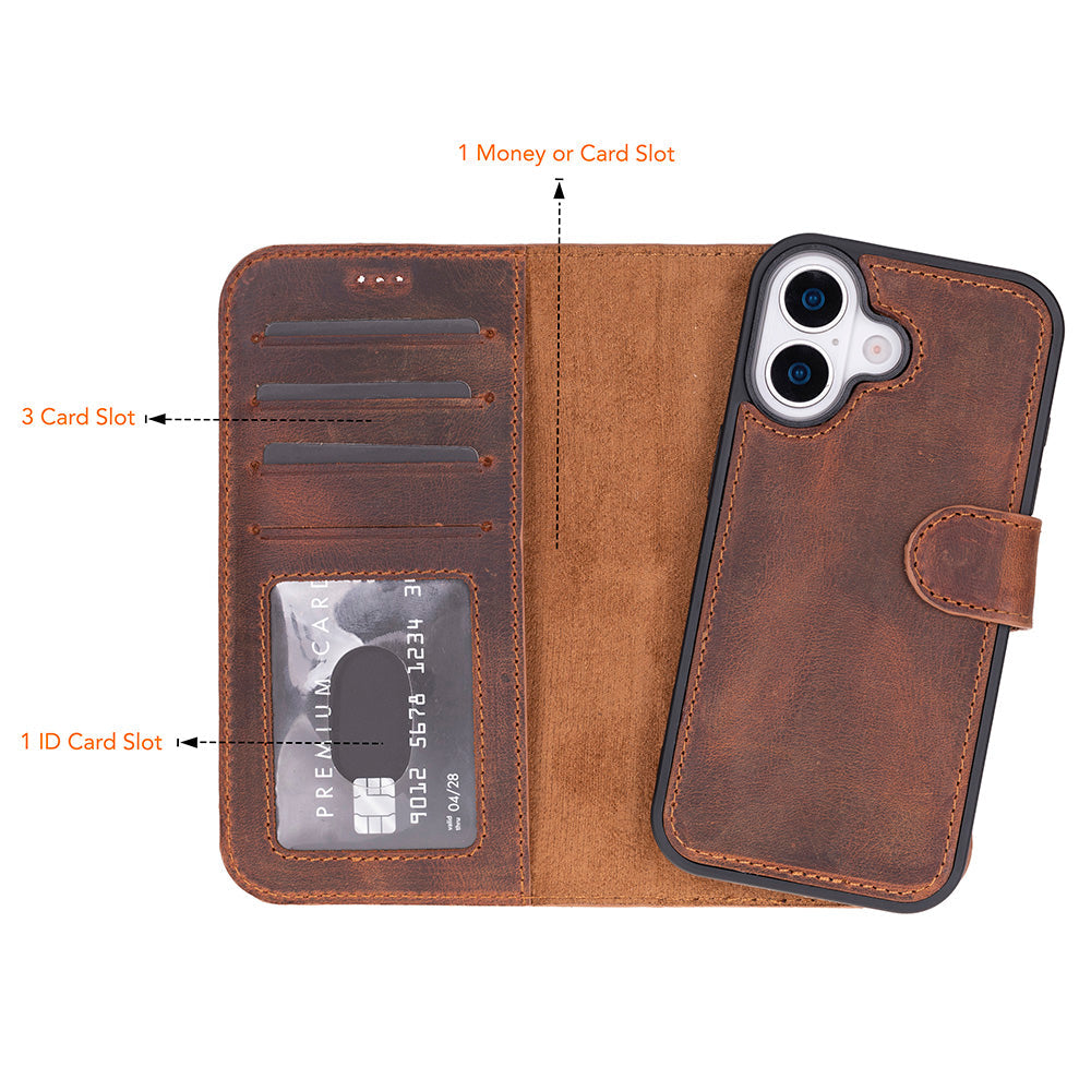 Leather iPhone 17 Detachable Wallet Case