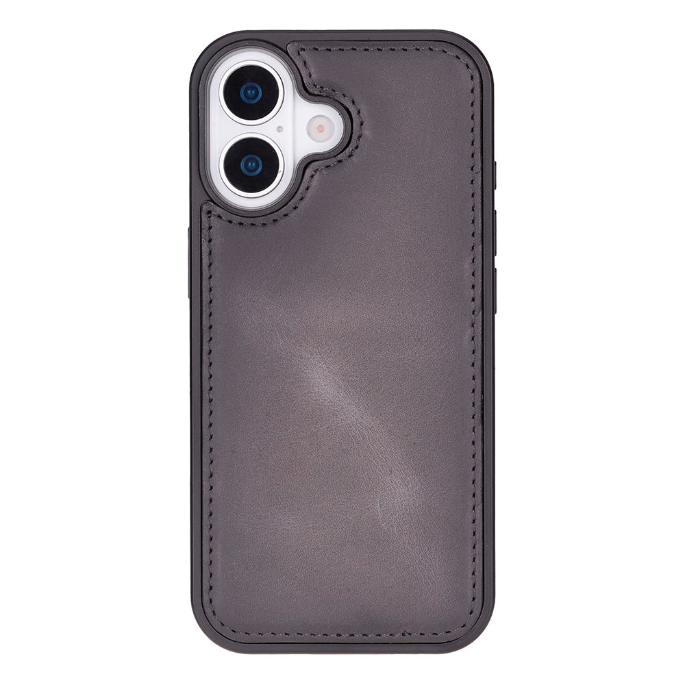 Gray Leather iPhone 17 Detachable Wallet Case
