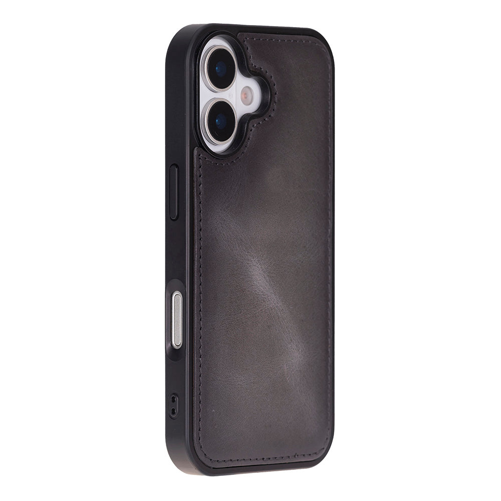 Gray Leather iPhone 17 Detachable Wallet Case