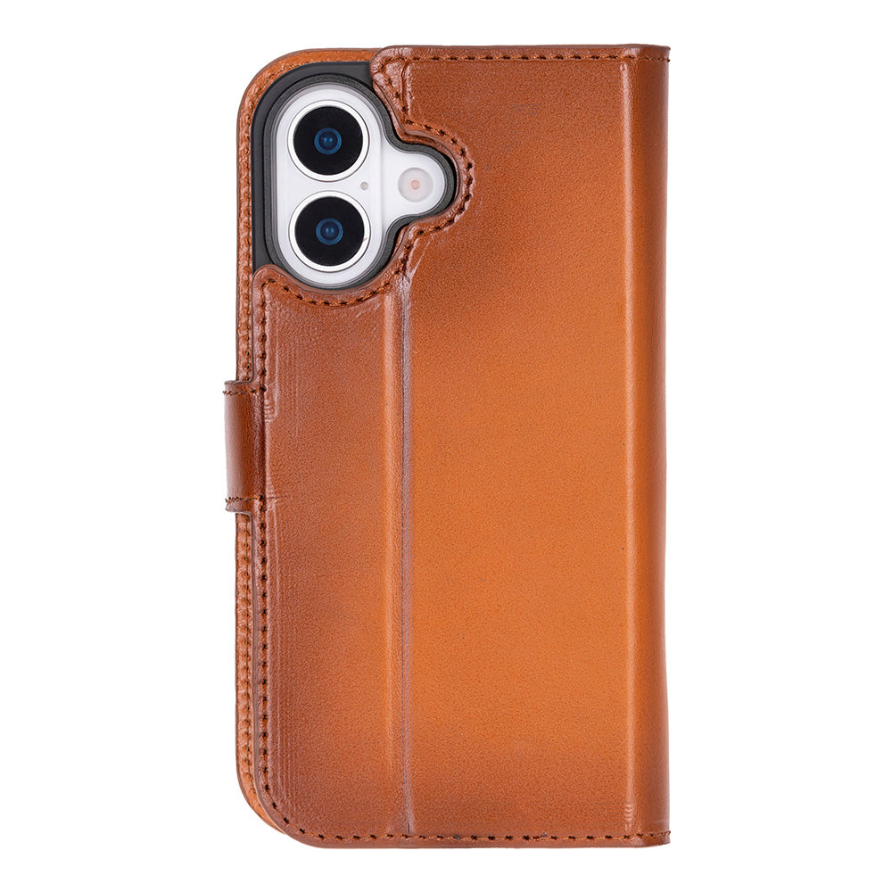 Tan Leather iPhone 17 Detachable Wallet Case