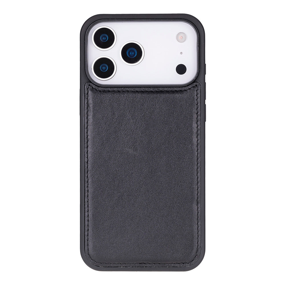 Black Leather iPhone 17 Pro Max Detachable Wallet Case