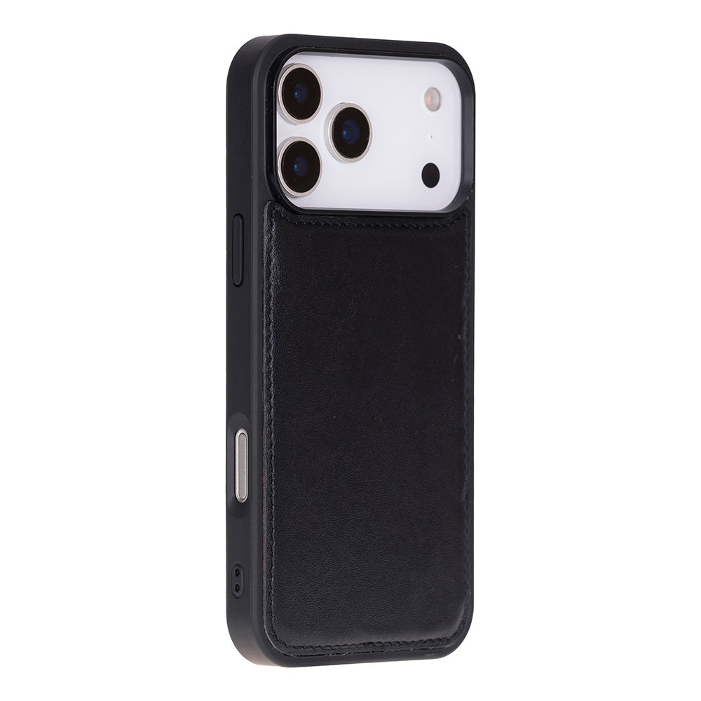 Black Leather iPhone 17 Pro Max Detachable Wallet Case