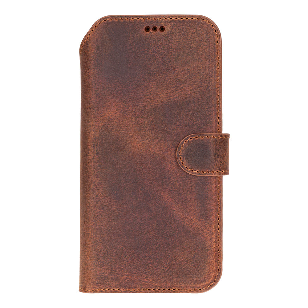 Brown Leather iPhone 17 Pro Max Detachable Wallet Case