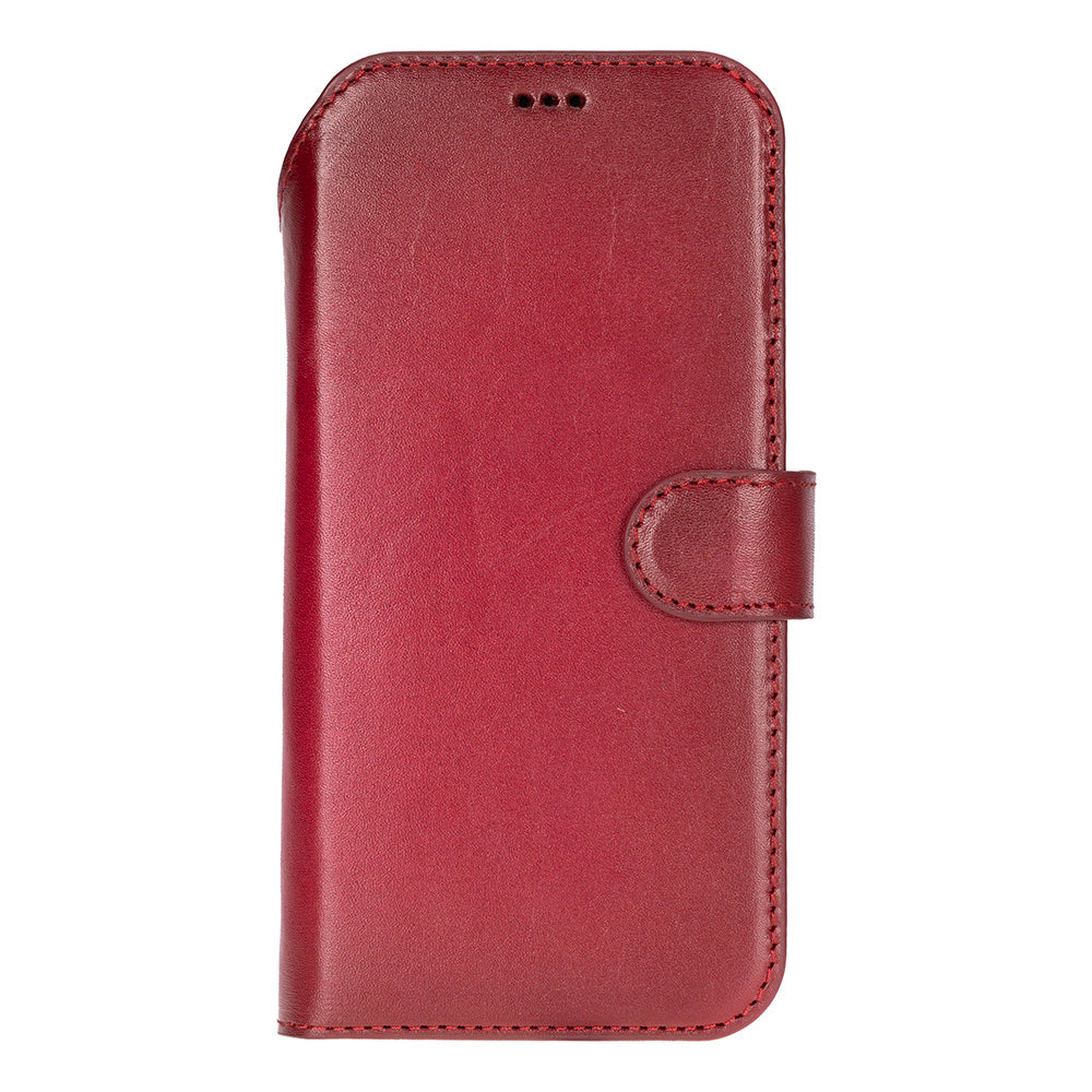 Red Leather iPhone 17 Pro Detachable Wallet Case