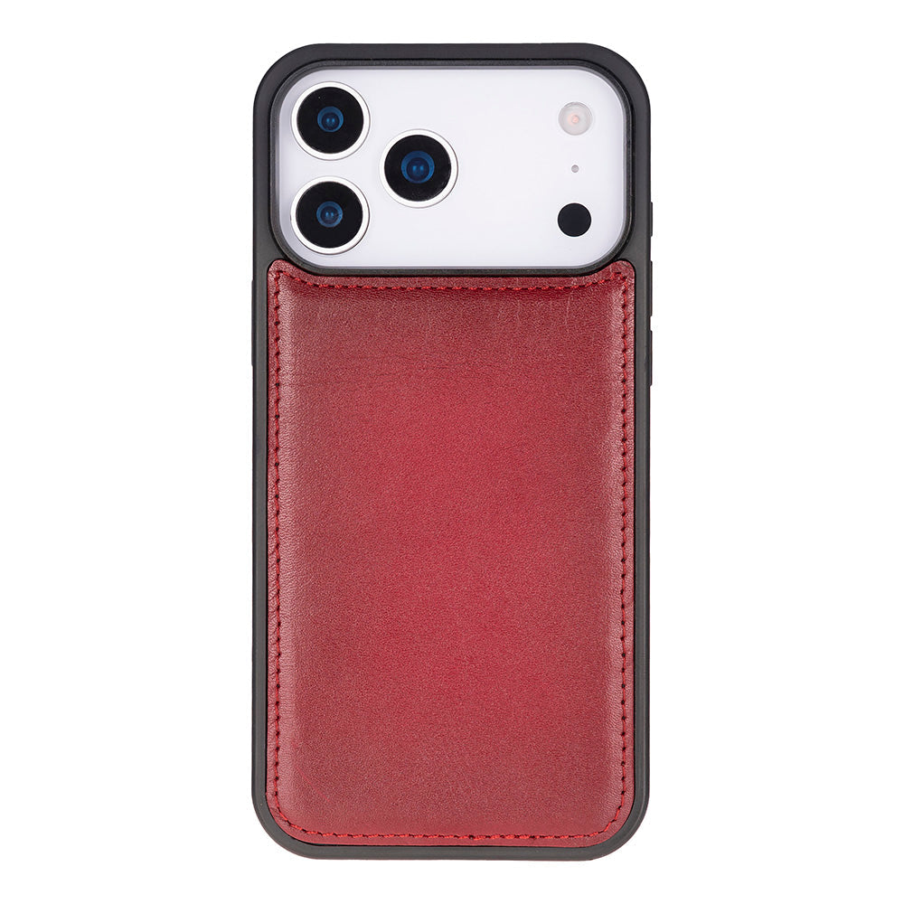Red Leather iPhone 17 Pro Detachable Wallet Case