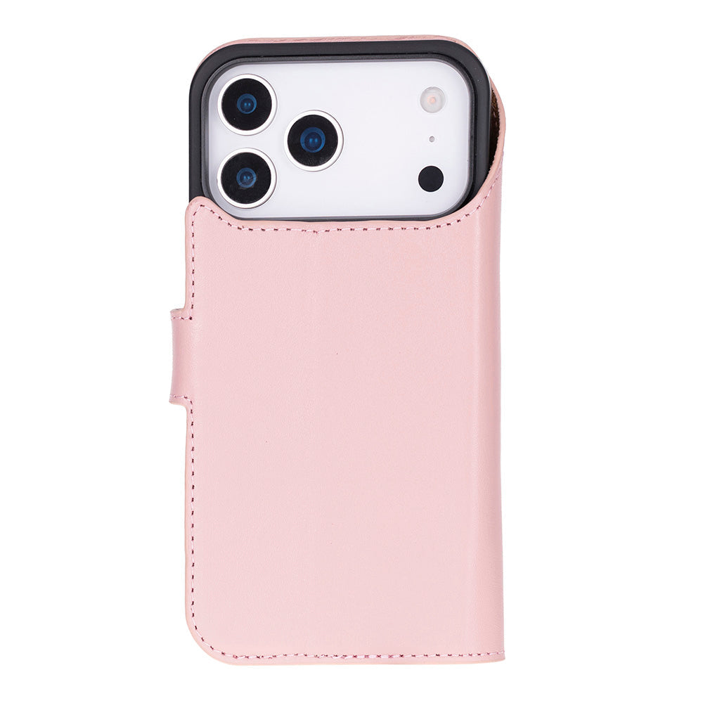Pink Leather iPhone 17 Pro Max Detachable Wallet Case