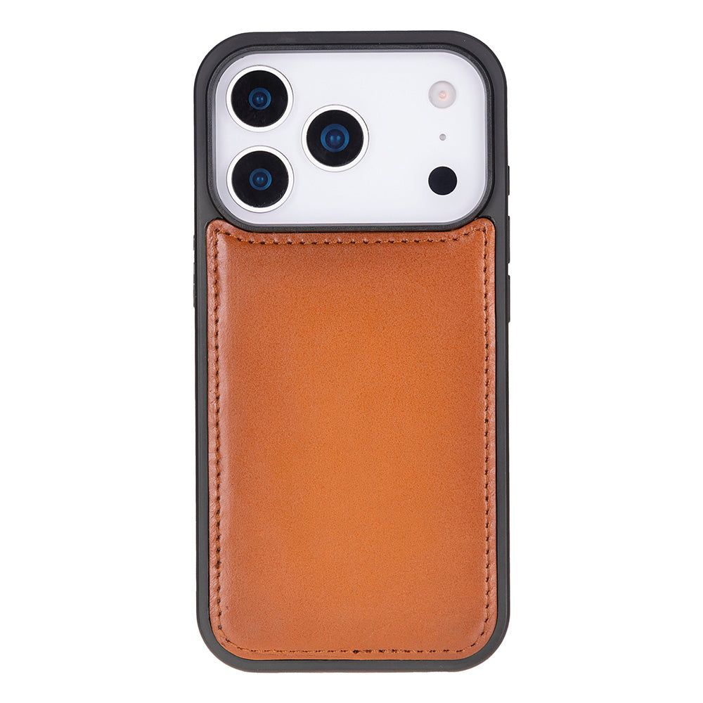 Tan Leather iPhone 17 Pro Detachable Wallet Case