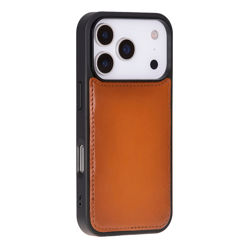 Tan Leather iPhone 17 Pro Detachable Wallet Case
