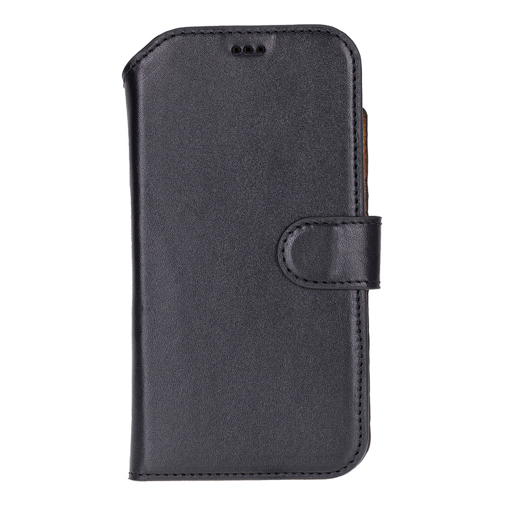 Black Leather iPhone 17 Air Detachable Wallet Case