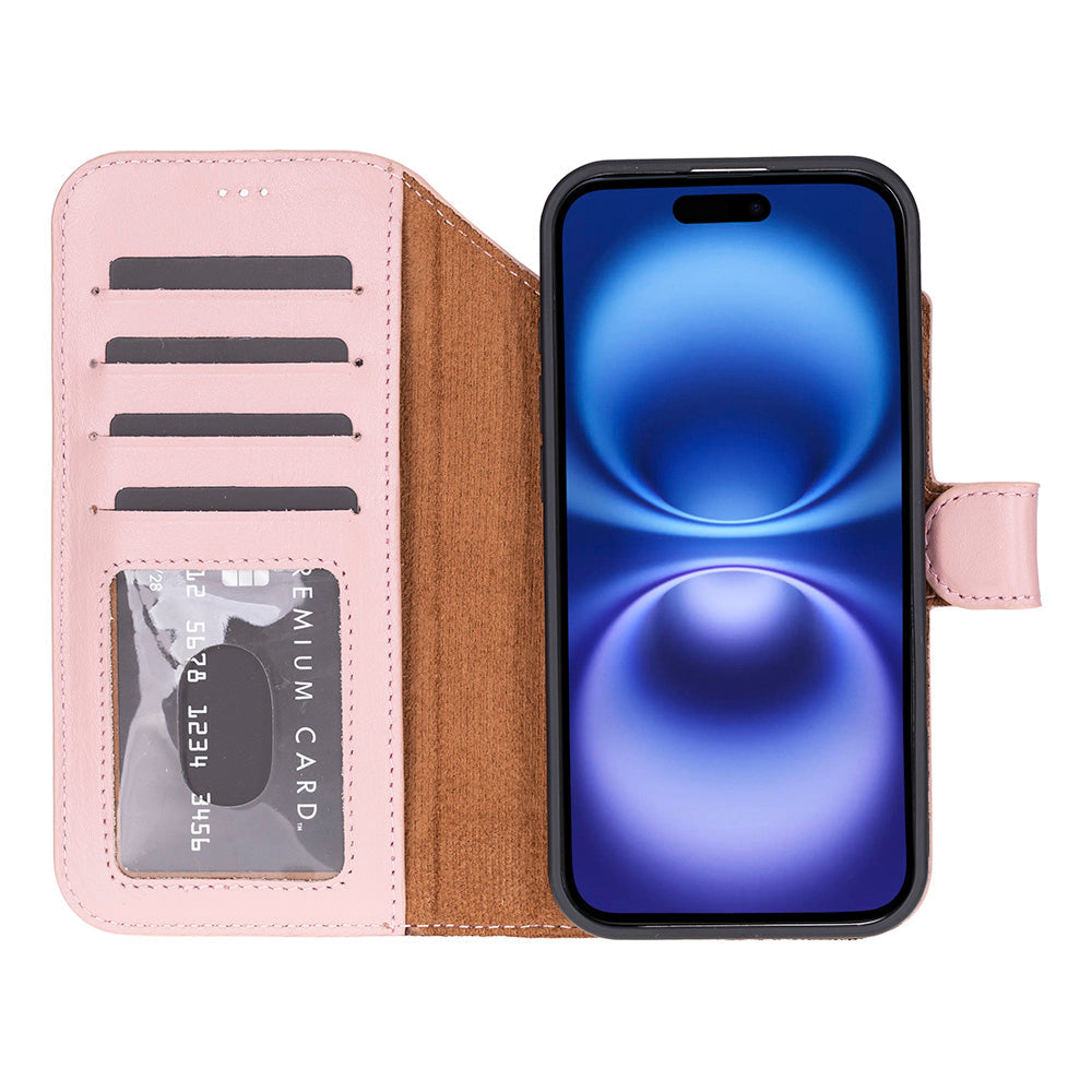 Pink Leather iPhone 17 Air Detachable Wallet Case