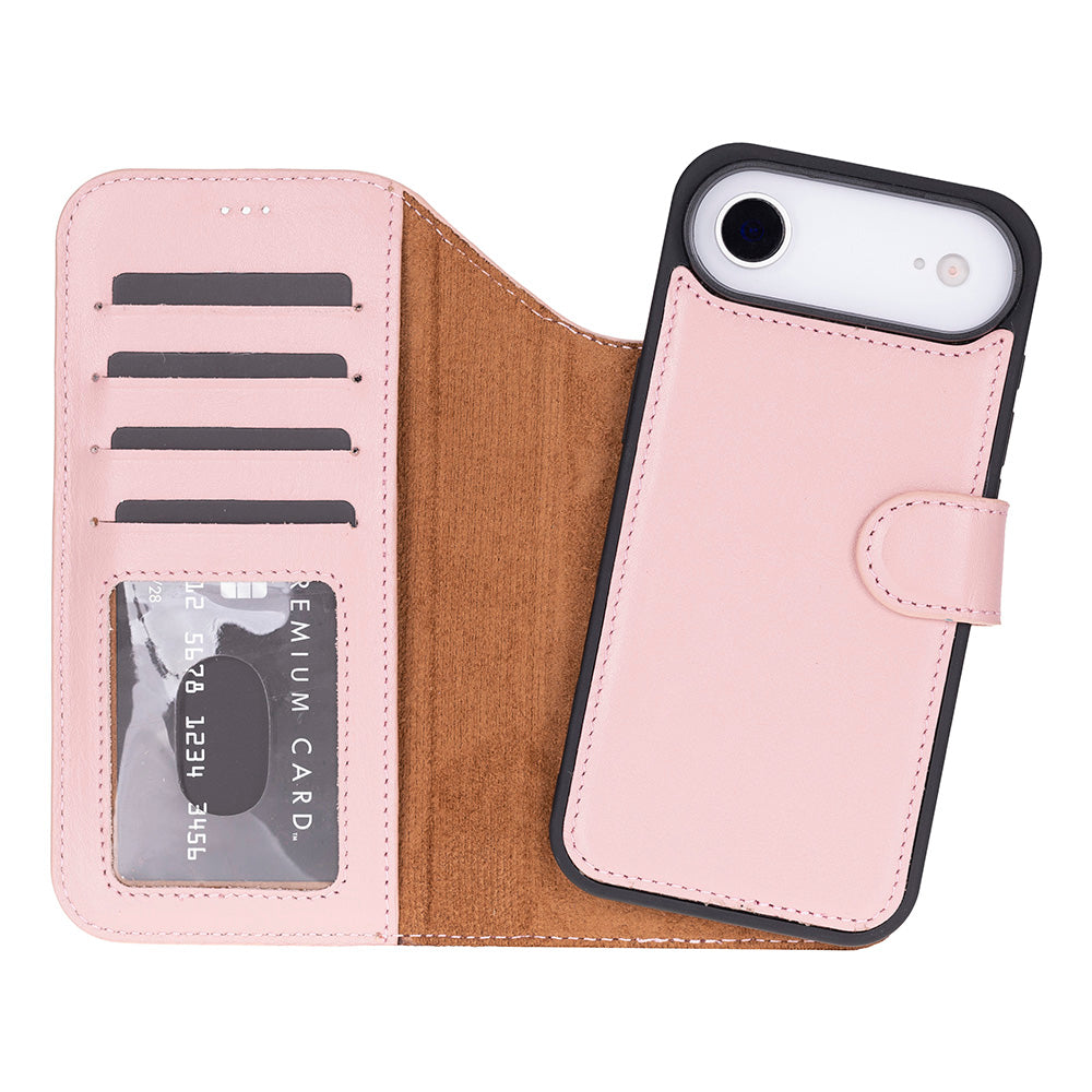 Pink Leather iPhone 17 Air Detachable Wallet Case