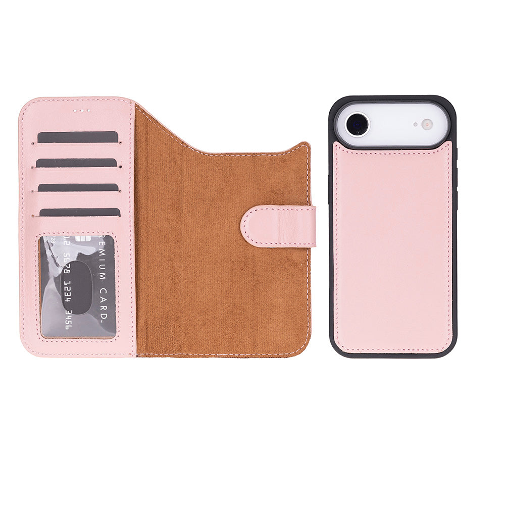 Pink Leather iPhone 17 Air Detachable Wallet Case