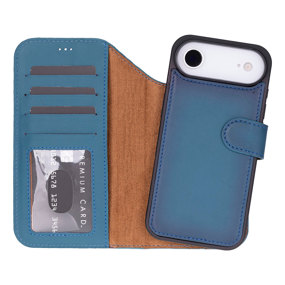 Blue Leather iPhone 17 Air Detachable Wallet Case