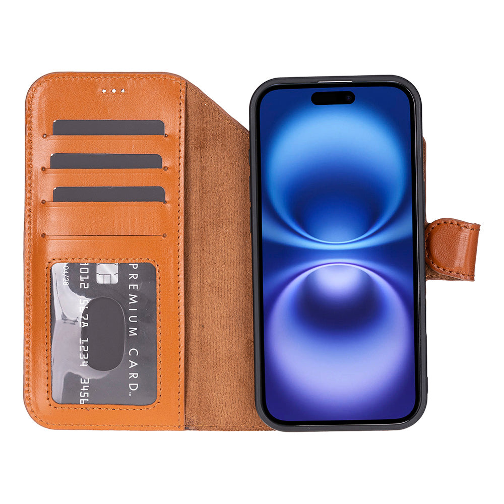 Tan Leather iPhone 17 Air Detachable Wallet Case